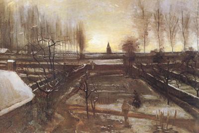 Vincent Van Gogh The Parsonage Garden at Nuenen in the Snow (nn04) china oil painting image